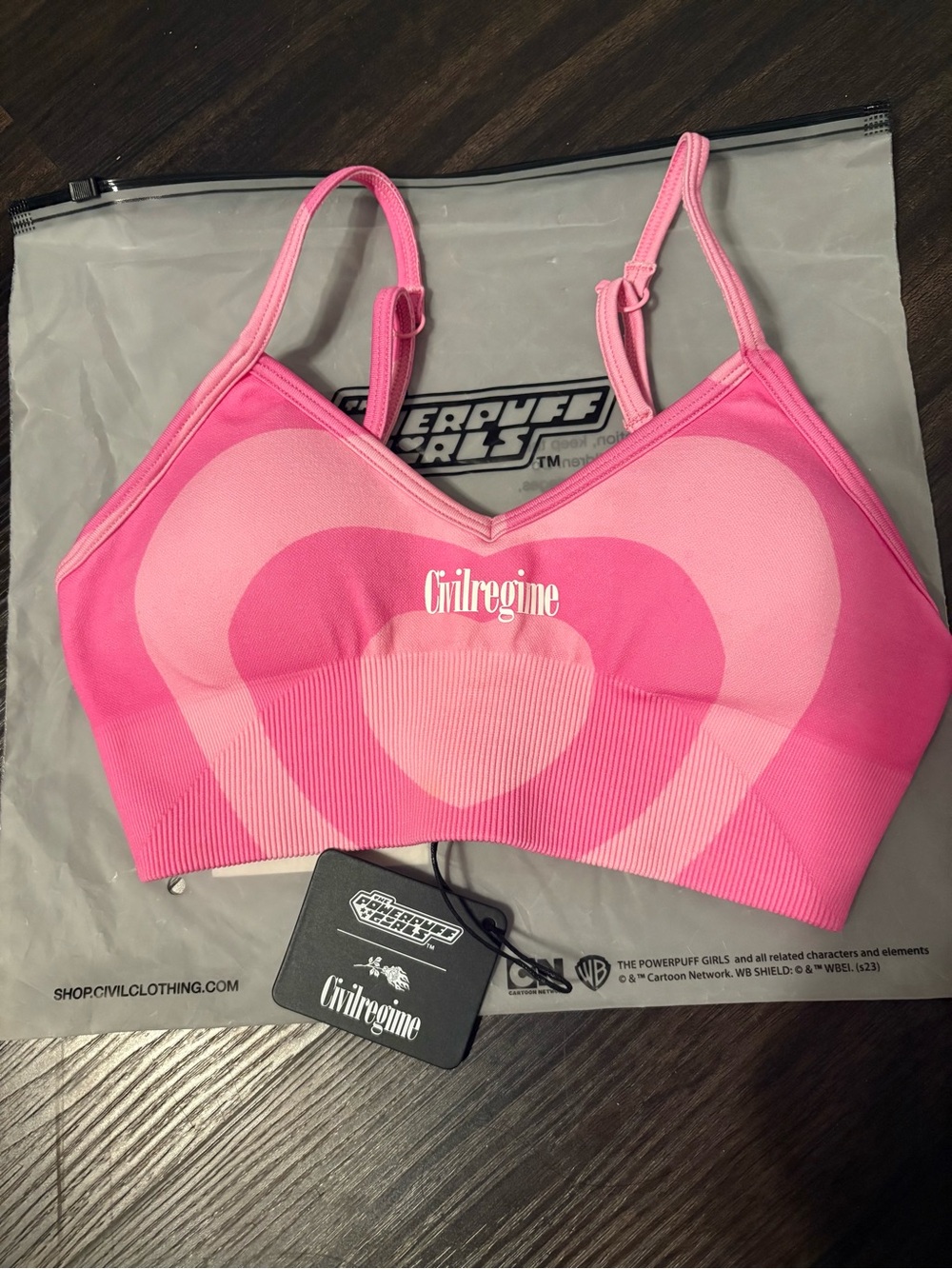 Civilregime x Powerpuff Girls Pink Heart Seamless Sports Bralette